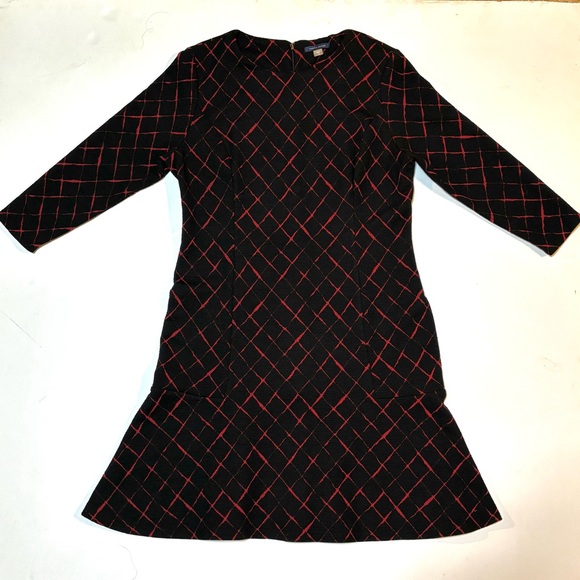 Tommy Hilfiger Knit Dress Diagonal Windowpane Black Red 16 - Picture 3 of 10